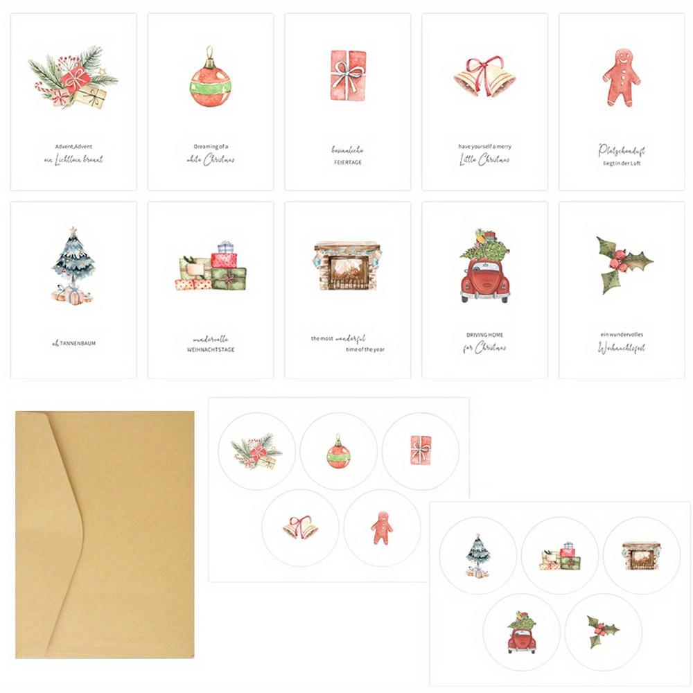 10Pcs Christmas Cards Set with Different Motifs, German Postcard Set for Christmas, Christmas Postcards with Greetings in German