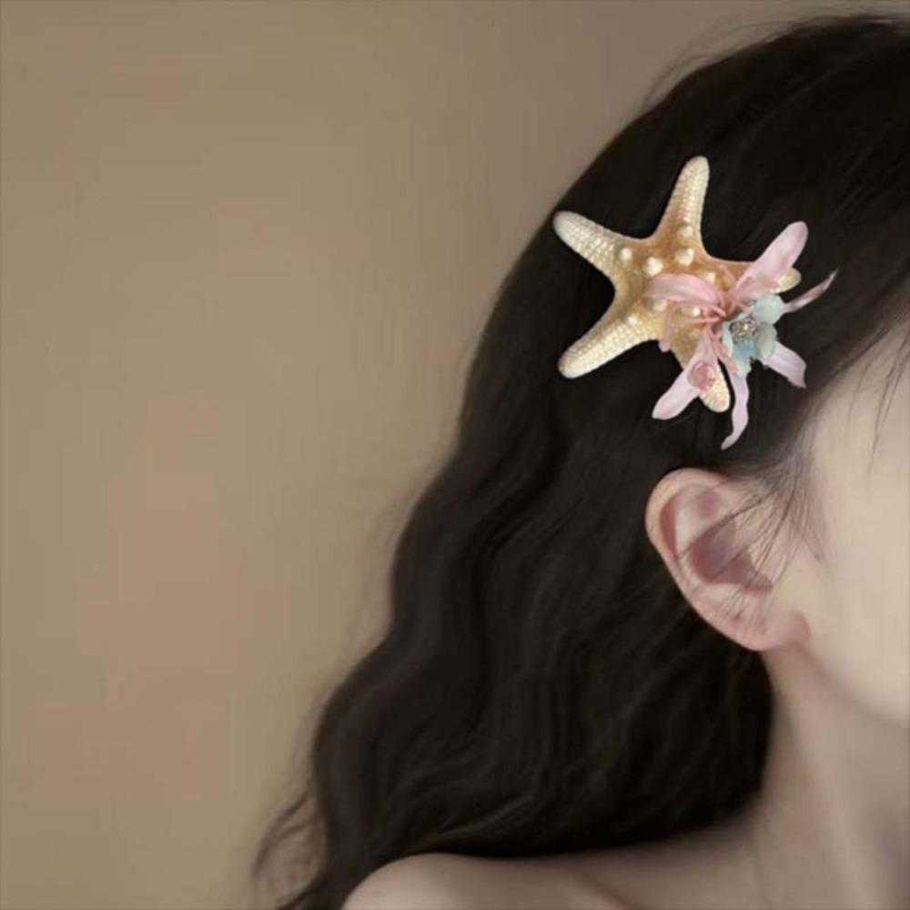 Sweet Orchid Flower Hairpin Korean Style Women Side Clip Starfish Hair Clip Holiday