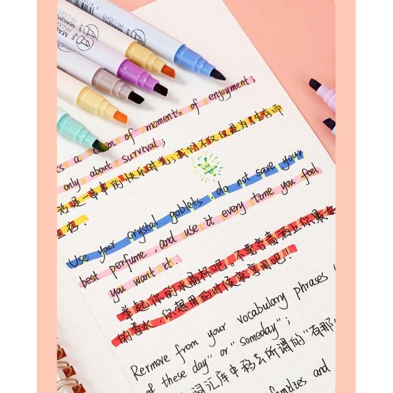 12Pcs Color Changing Pen Double Tip Multicolor Highlighter Pen for Scrapbooking Card Making Calendar Journal Notebook