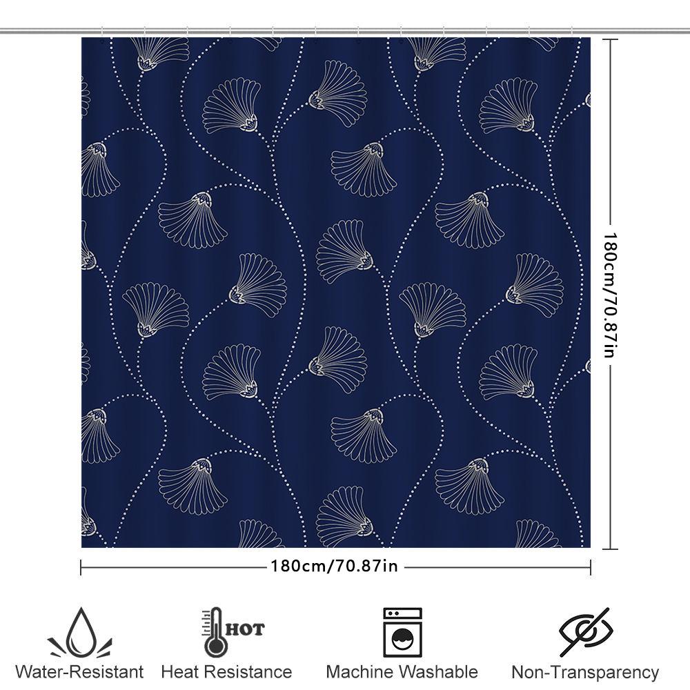 Elegant Blue Ginkgo Shower Curtain Pattern Bath Decor Waterproof Liner For Bathroom Accessories Home Decoration Modern Style