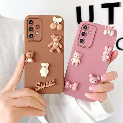 A 52 53 33 32 13 23 3D Cartoon Bär Silikonhülle für Samsung Galaxy A52 A72 A13 A23 A33 A53 A73 A32 4g 5g Weiche Rückseitige Abdeckung A52s