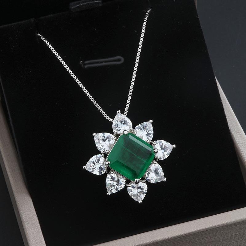 Sace Gems Klassische Luxus Kupfer Legierung Quadrat Grün Zirkon Ring Ohrringe Anhänger Halskette Schmuck Sets Hochzeit Party Geschenke