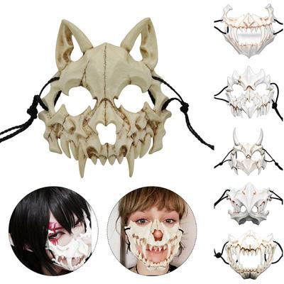 Halloween Carnival Party Mask Anime Dragon God Skeleton Half Face Masks Bone Skull Animals Mask Cosplay Dance Prom Costume Props