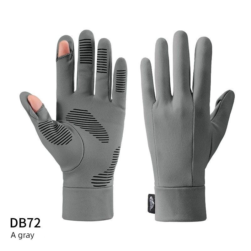 

Open Finger Outdoor Hiking Lure Fishing Fleece Gloves Grey-Classic Finger Flip XXL