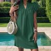 Women's Fashion Casual Solid Color V-Neck Loose Ruffle Sleeve Short Dress
