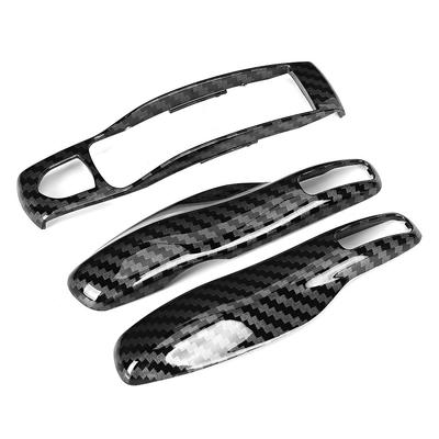 Revêtement d'habillage de clé de voiture en Fiber de carbone, adapté à Porsche Cayman/Macan/Boxster, 3 pièces/ensemble