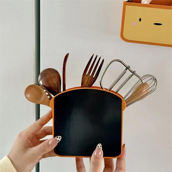 2Pcs Toast-Shaped Magnetic Refrigerator Storage Box No-Drill Wall-Mounted Organizer for Kitchen Office Space-Saving Cute Home Decor for Spice Tea