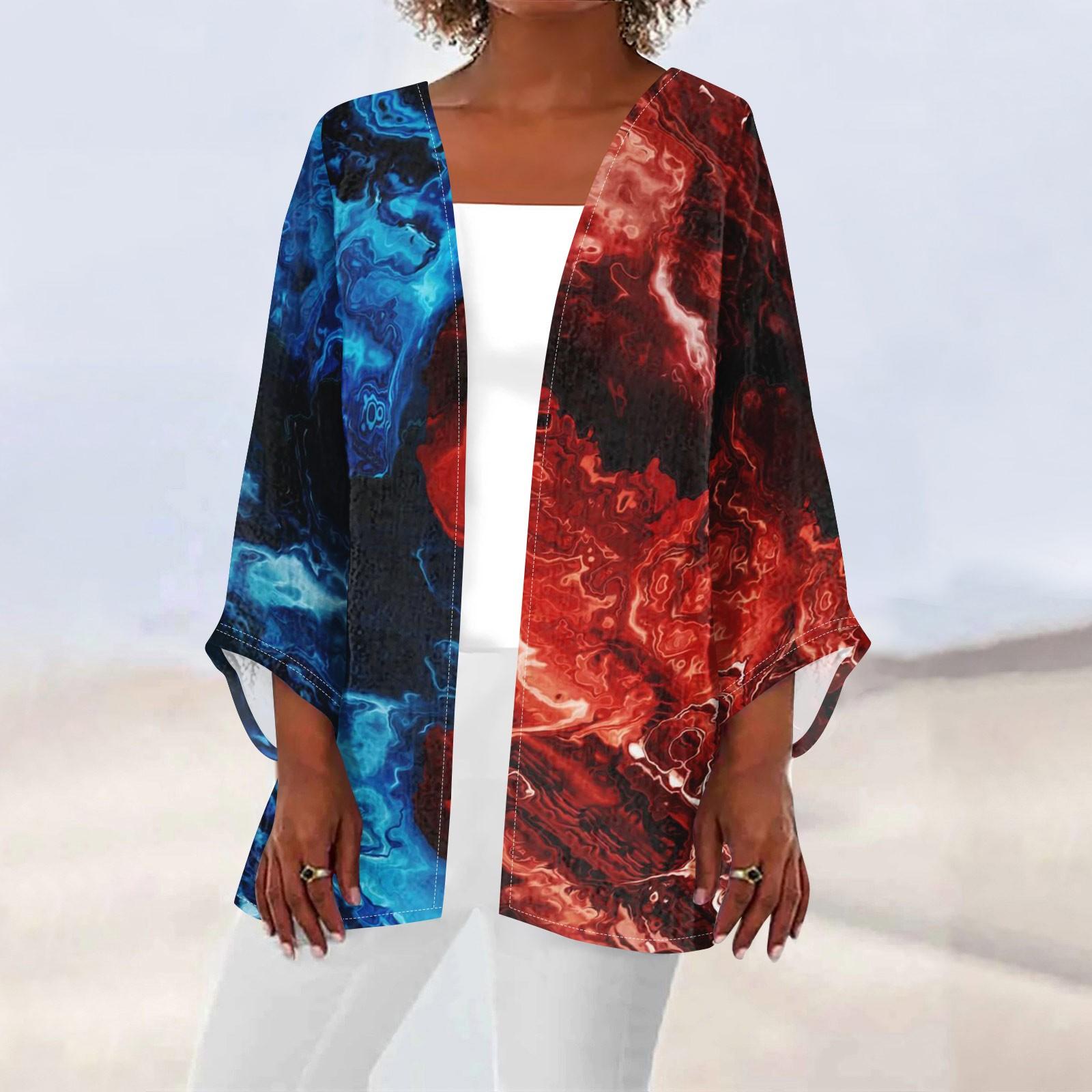 

Жіночий повсякденний модний кардиган Caot з принтом до Дня незалежності M винний