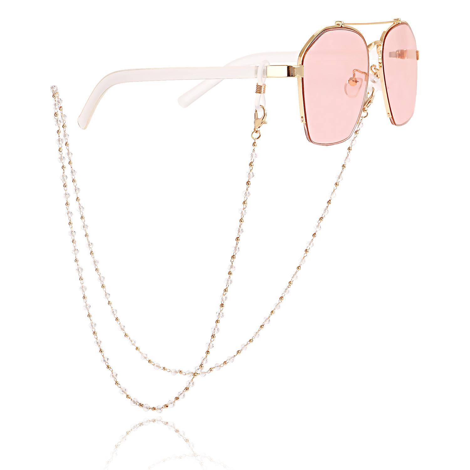 

European and American jewelry, mask hanging chain glasses hanging chain ins pearl glasses chain crystal mask chain spot