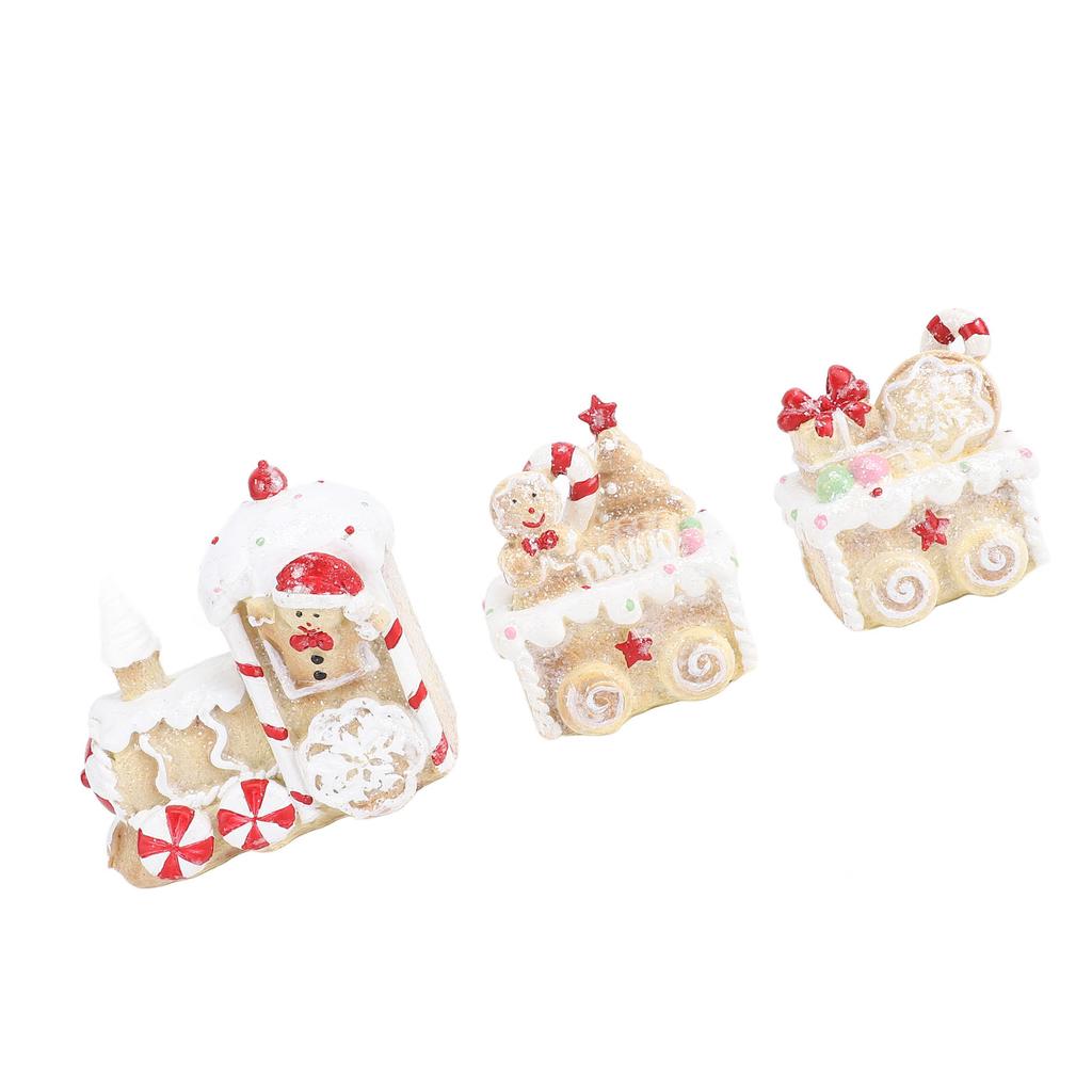 Xmas Train Three Part Resin Creative Cute Fade Resistant Xmas Train Figurine for Decoration