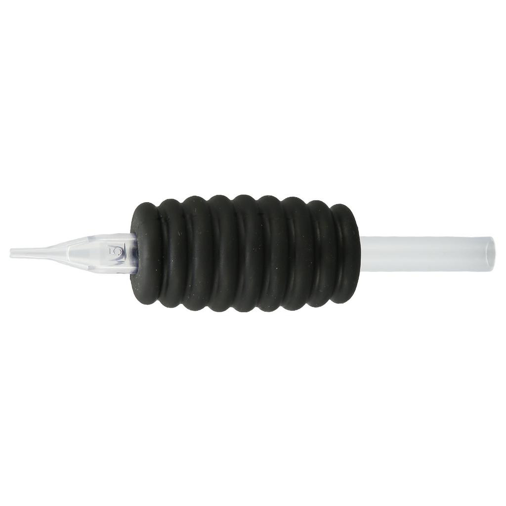 20pcs Tattoo Tube Grip Black 5RT Silicone Lightweight Stable Disposable Tattoo Tip Tubes 0.98in