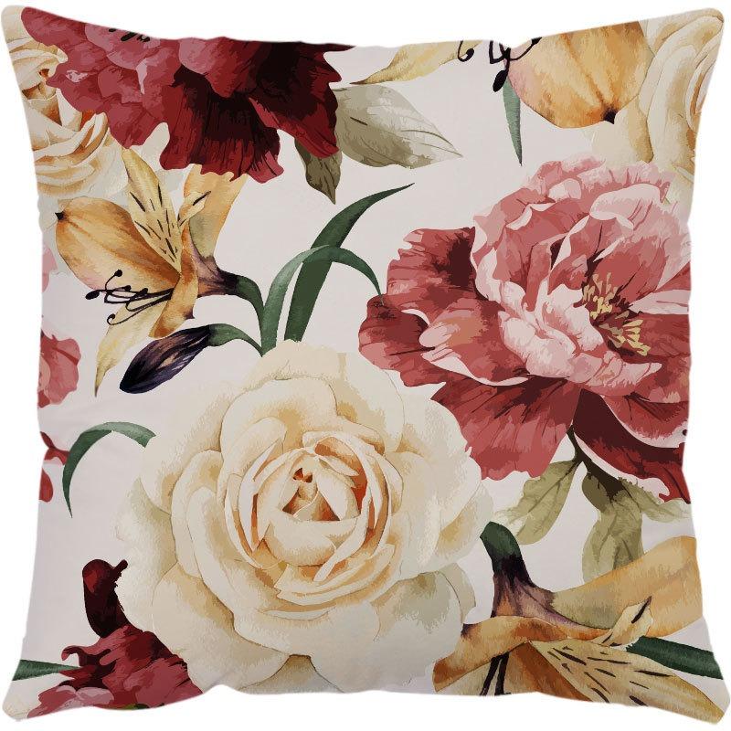 Luxury Home Decor Pillowcase Office Sofa Car Cushion Cover Rose Flower Print