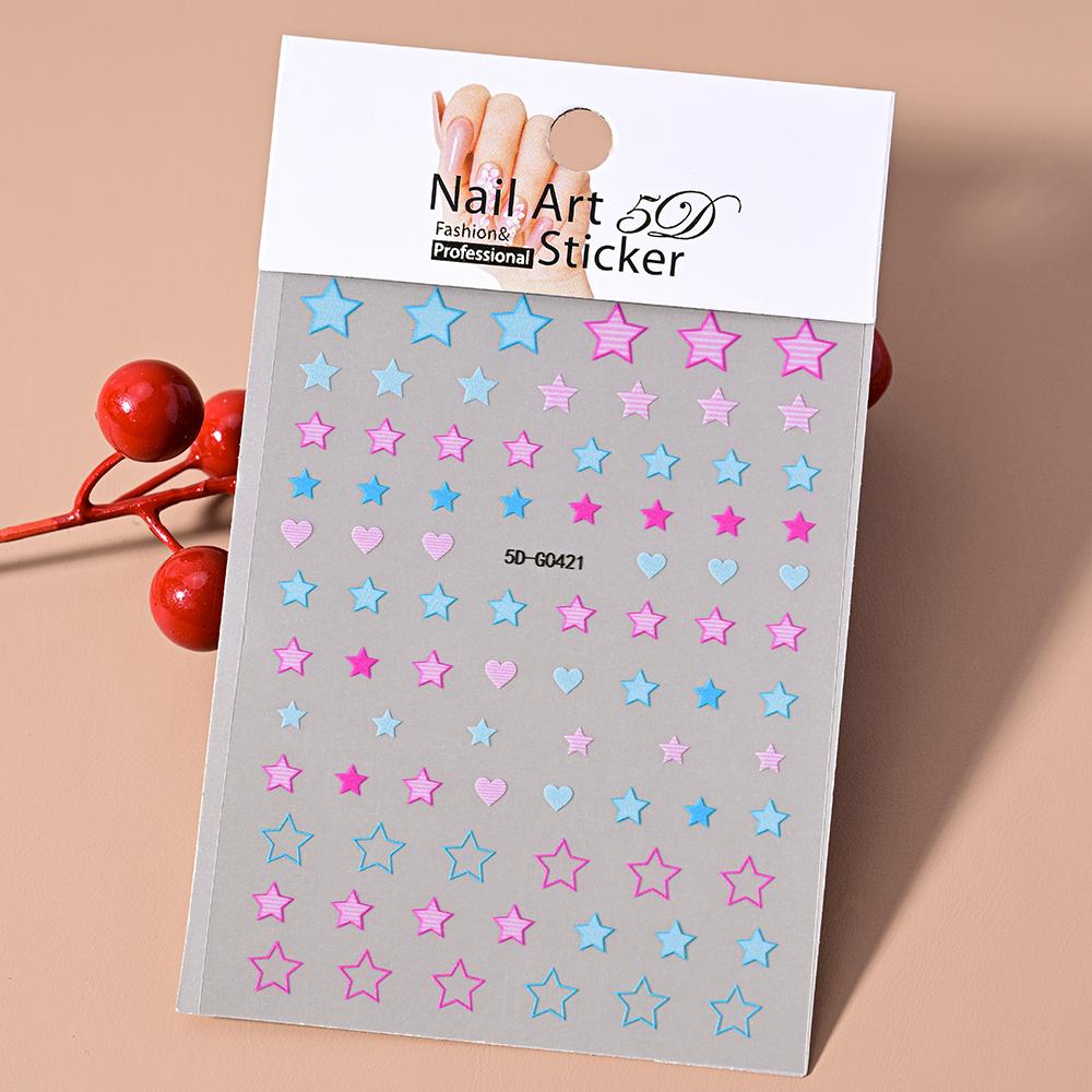 5D Embossed Sexy Red/Pink Lips Nail Stickers Self-Adhesive Blooming Red Lips Nail Decal Romantic Luxy Lady Lips Manicure Slider