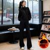 Melanoid Women’s Winter Velvet Sports Suit: Stylish Jacket & Wide-Leg Pants Set