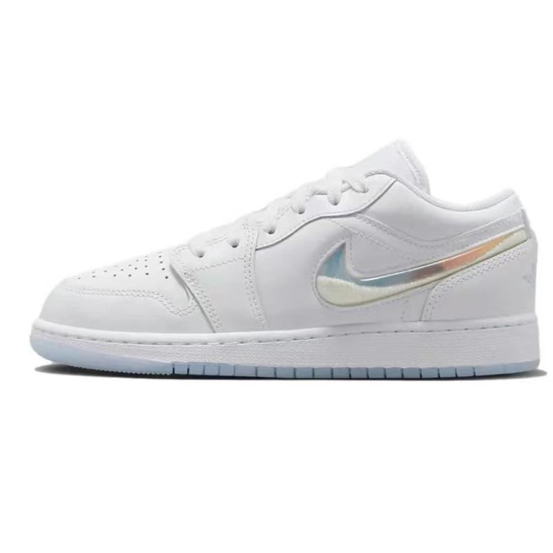 Jordan Air Jordan 1 Low top Vintage Basketball Shoes GS White Blue FQ9112-100(Team4-)