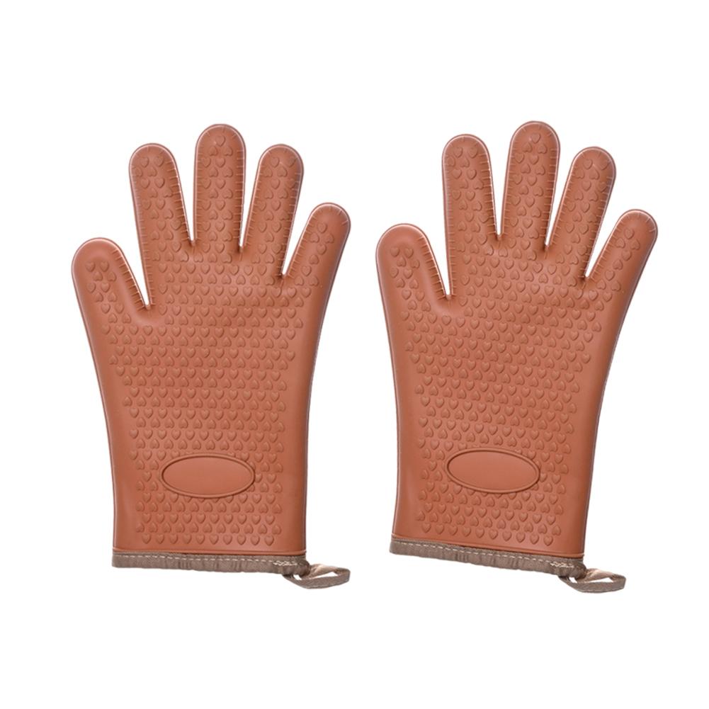 Insulated Scalding Gloves with Hanging Hole BBQ Anti-Scald Gloves Non-Slip Thermal Insulation Mitts for Restaurant Baking Tools