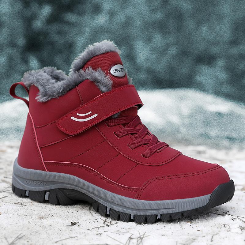 Stivali da uomo invernali alla moda Scarpe da donna impermeabili in pelle PU peluche Scarpe da trekking da arrampicata Stivali invernali caldi in peluche unisex da esterno