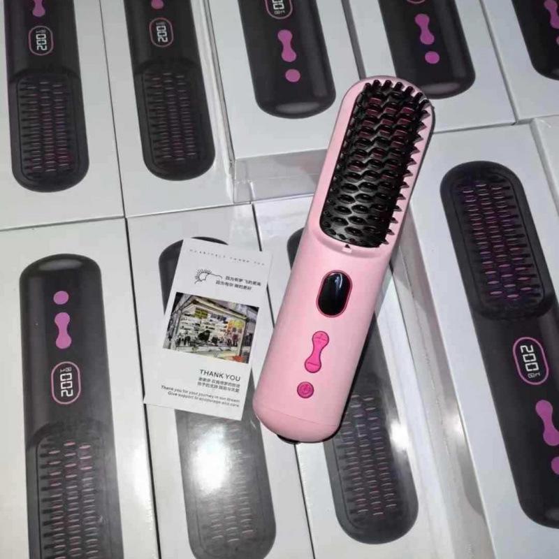 Wireless LCD Straightening Comb with Negative Ion Technology - Dual Use for Straightening & Curling