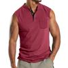 Men's Sleeveless Men's V-neck Button Sport Breathable Wide Shoulder Man T-shirt