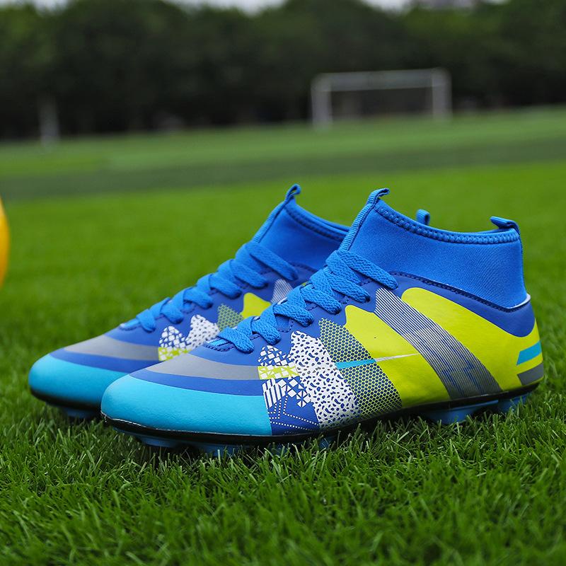 Football Shoes Children Adult Youth Sports High Top Flying Knitting Socks Mouth Spikes Rubber Nail Bottom Competition Training Shoes