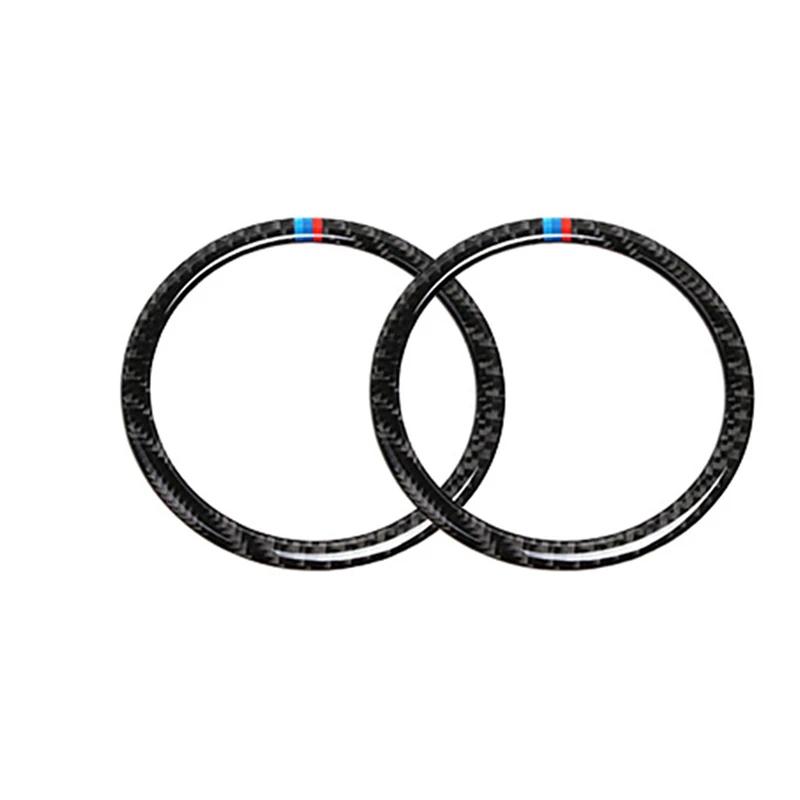 2Pcs Carbon Fiber Car Door Speaker Decorative Circle Sticker Loudspeaker Trim Accessories For BMW 3 Series E90 X1 E84