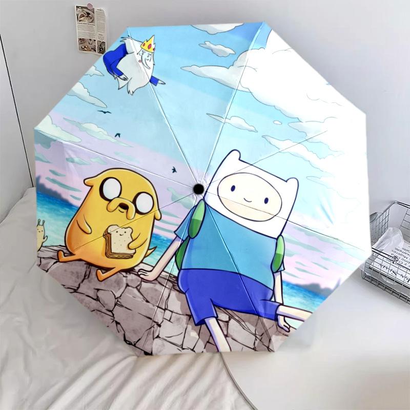 Jake and Finn Pattern, Automatic Folding Umbrella, Portable and Foldable Design, 8 Ribs, a Christmas or Birthday Gift.
