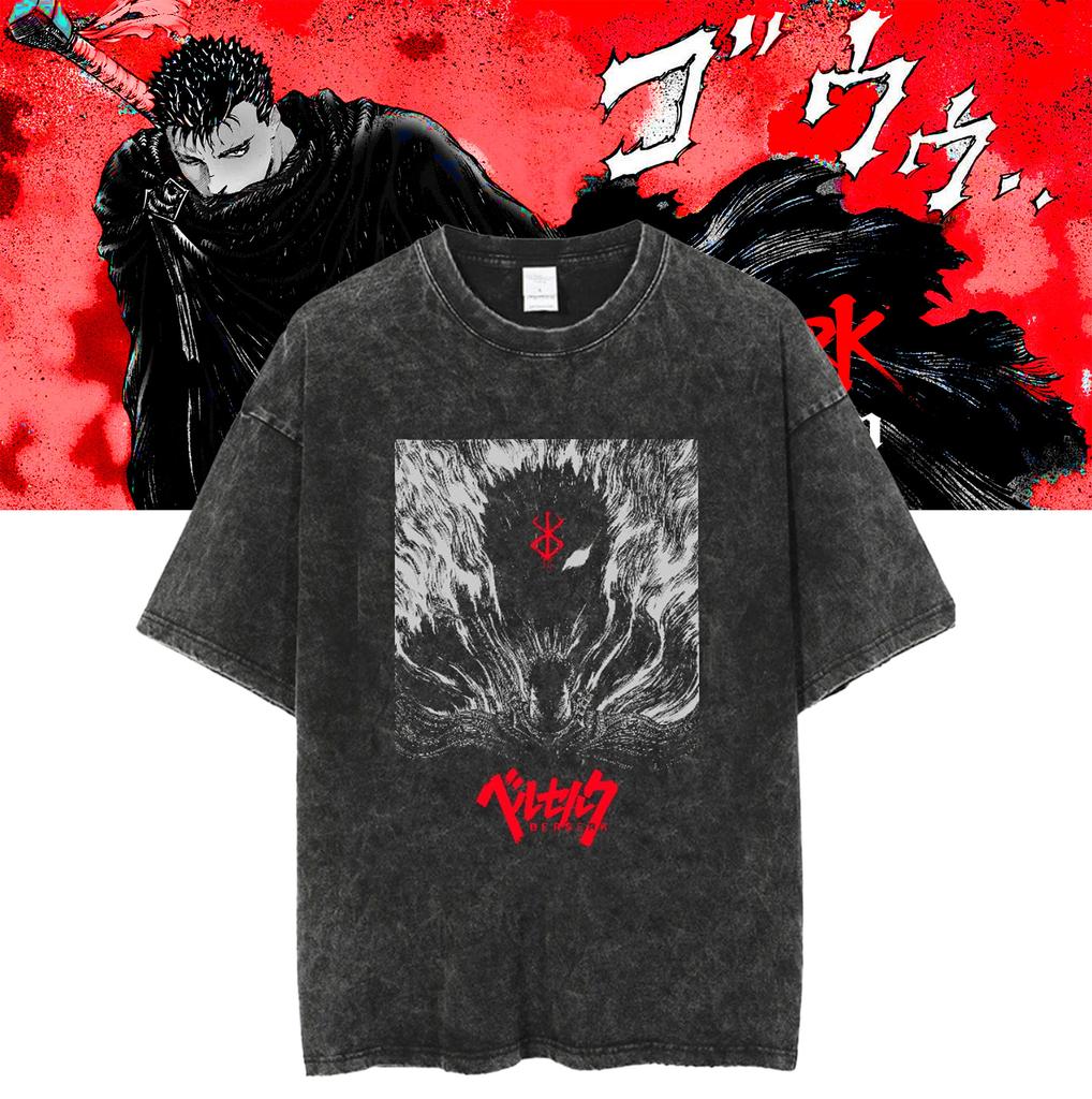 Men Harajuku Black Washed T-Shirt Hip Hop Streetwear Japan Anime Graphic Cotton Casual Oversized Summer Short Sleeve Tops T Shirt