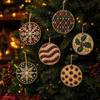 6 Wooden Christmas Ornaments DIY Pearl Art Kits for Adults, Hanging Diamond Art Christmas Ornaments Set with Pearls