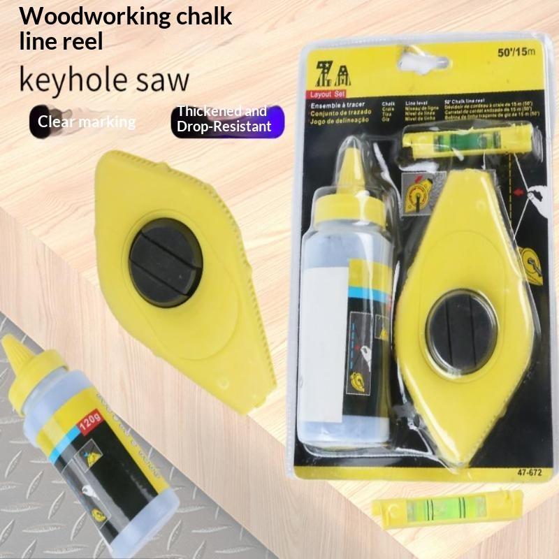 Chalk Line Reel Set Drop Resistant Shell Fast Rewind Clear Mark For Carpentry Construction Home Renovation Thickened And Durable