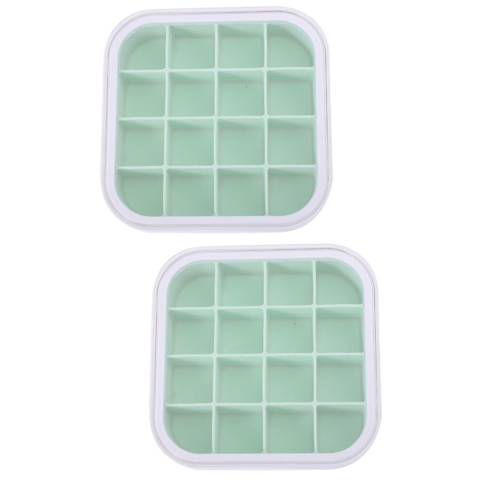 2Pcs 16 Grid Silicone Ice Cube Mold With Lid