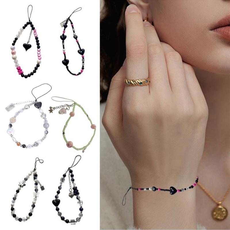 Creative Love Heart Mobile Phone Lanyard Keychain Lovely Charm Pendant Fashion Accessory for Trendy Girls Daily Use