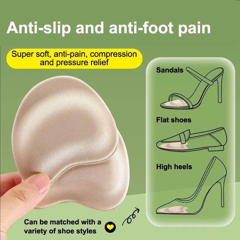 1Pair Women Forefoot Pad Pain Relief Insert Half Size Insoles Non-Slip Cushion Shoe Breathable Sweat Absorbing Foot Pads
