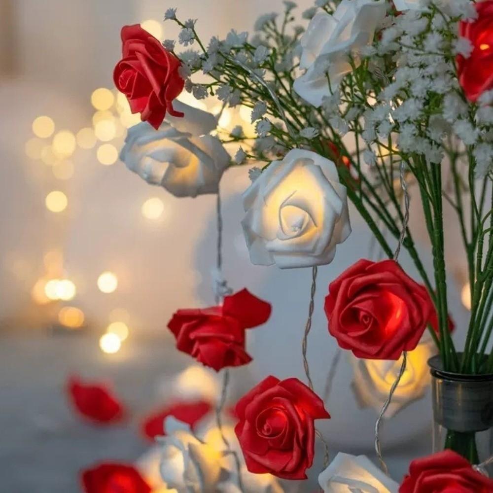 Romantic LED Rose String Lights 1.5/3 M Warm White Simulated Flowers Lights 10/20 LED Flower Garland Atmosphere Lamp
