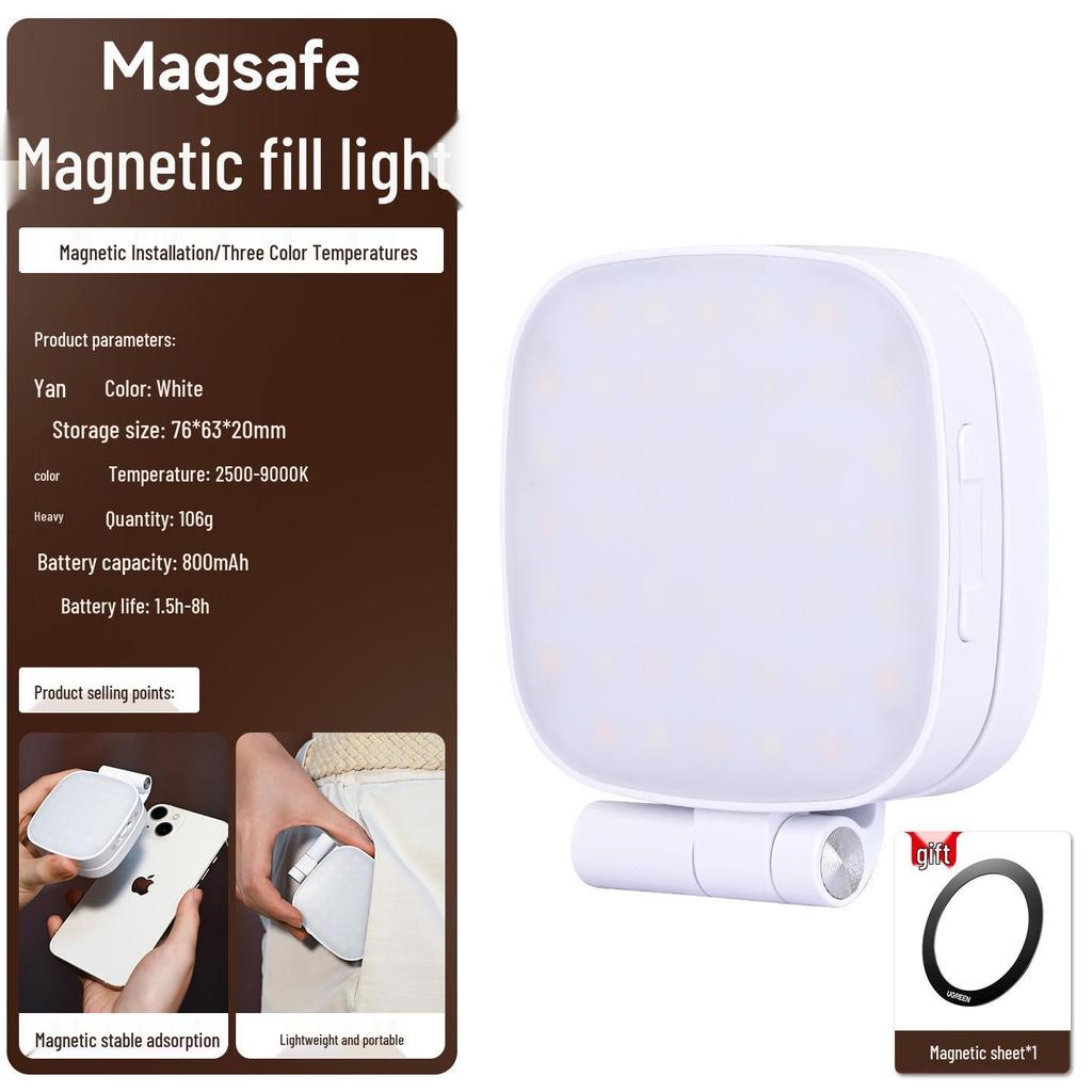 Portable Magnetic Magsafe Makeup Mirror Light for Travel and Live Streaming