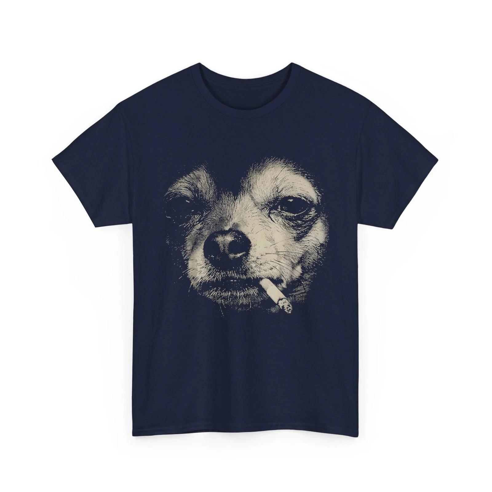 Dog Smoking Cigarette Shirt, Funny Chihuahua Meme Women Men T-Shirt 3XL