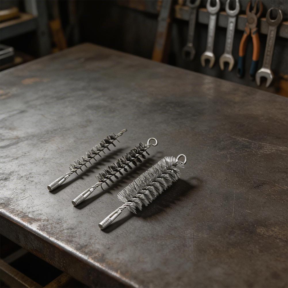 Chimney Brush Set 0.3mm Steel Wire Bristles for Furnace Pipe Cleaning Includes 3/5/8cm and 3/5/8/10cm Variants