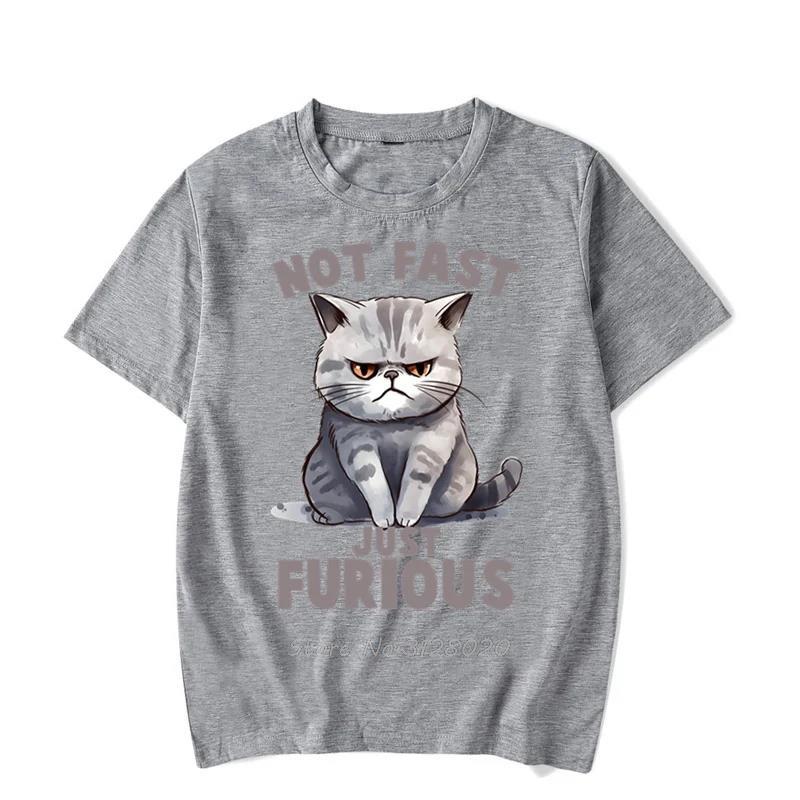 Not Fast Just Furious Graphic Tshirt Funny Crazy Cat Tshirt Fashion Harajuku Tees Oversized Men Brand Tshirt Hip Hop T Shirt