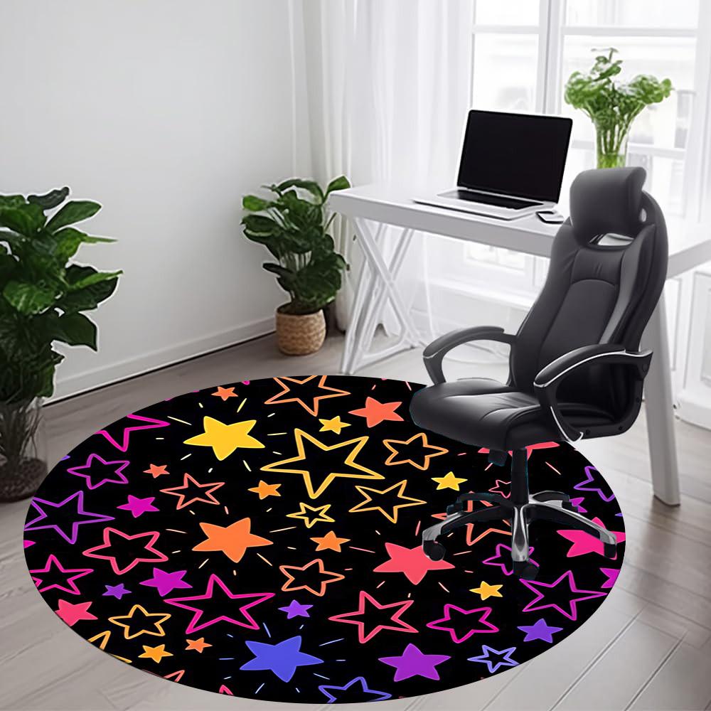 1pc Starry Night Office Round Area Rug, Indoor Mat Suitable ForOffice, Under Office Chairs Bedroom Living Room Home Decor T192