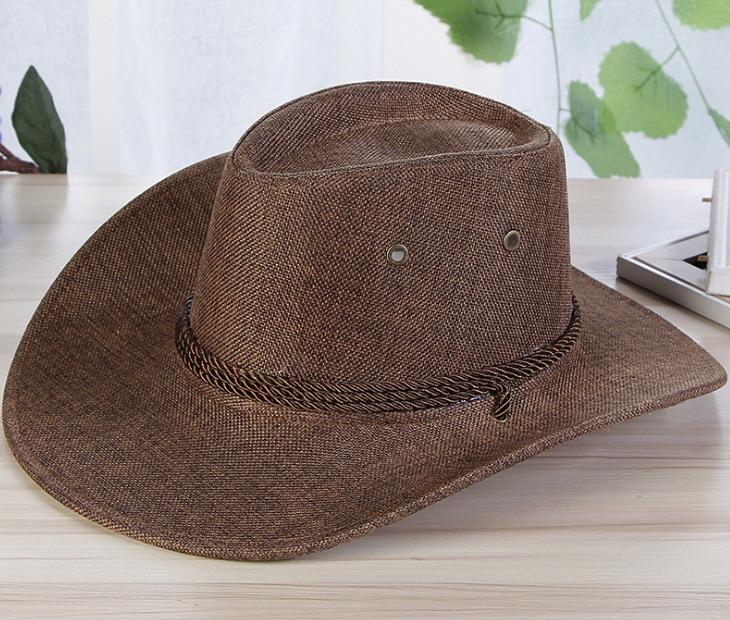 Men Summer Cool Western Cowboy Hat Outdoor Wide Brim Hat