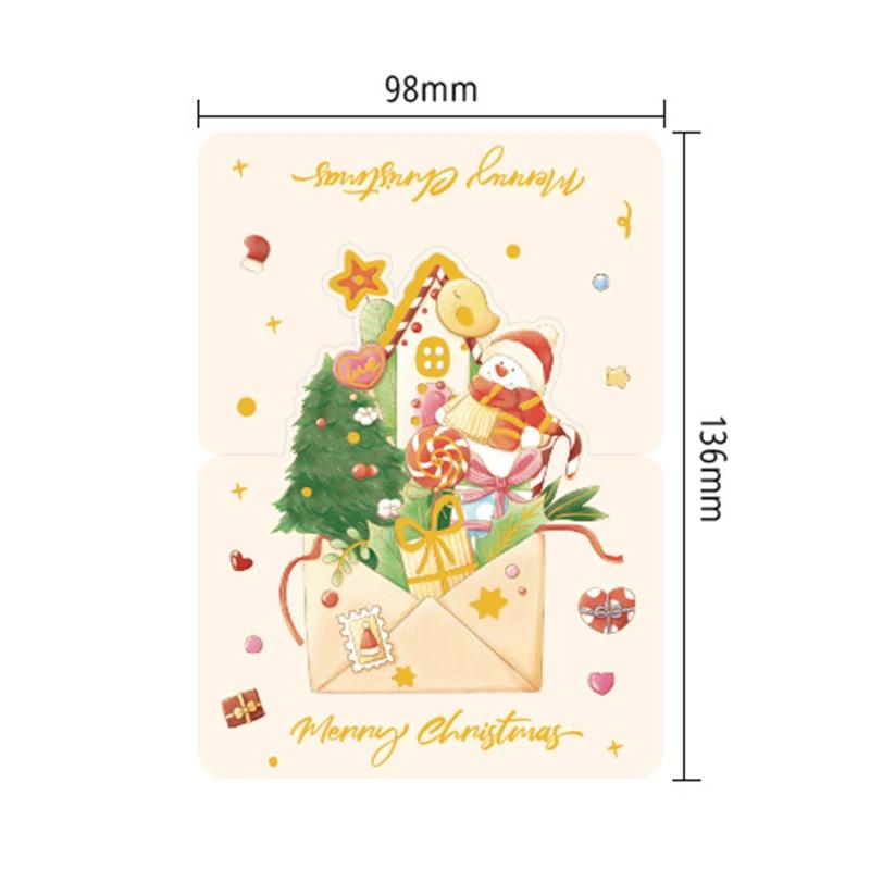New Christmas Greeting Card Kids Mini 3D Birthday Cake Postcards Gifts Friend Family Blessing for New Year Merry Xmas Decoration