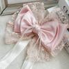Elegant Pink Lace Bow Curtain Tieback - French Romantic Style, Punch-Free Curtain Clip with Floral Patterns