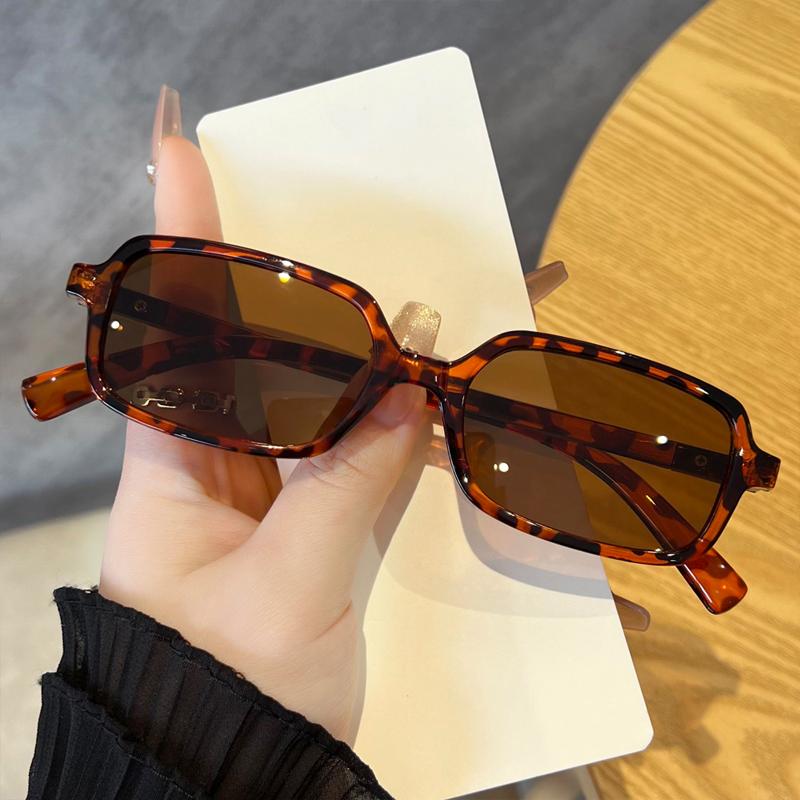 Fashion Retro Rectangle Small Frame Sunglasses For Men And Women Unisex Brown UV Protective Shades