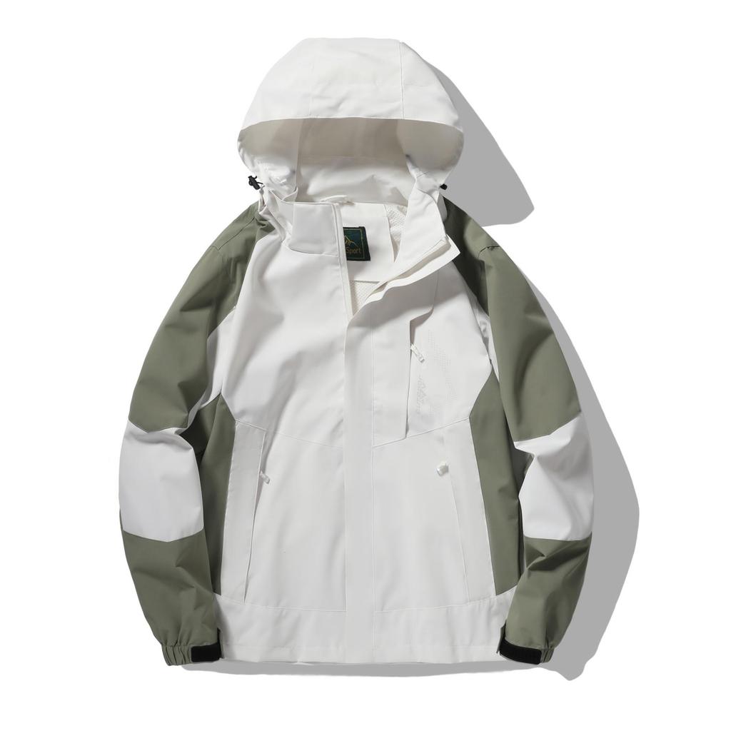 Giacca a vento da uomo Cappotto casual da esterno da uomo Color block con cappuccio Nuovo Primavera Camping Escursionismo Giacca resistente all'usura