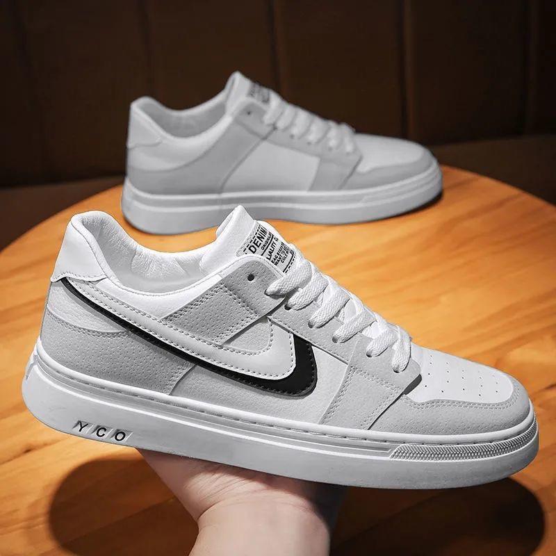 Scarpe uomo nuove primavera skateboarding versatili scarpe casual da uomo in pelle scarpe da skate bianche estive sportive