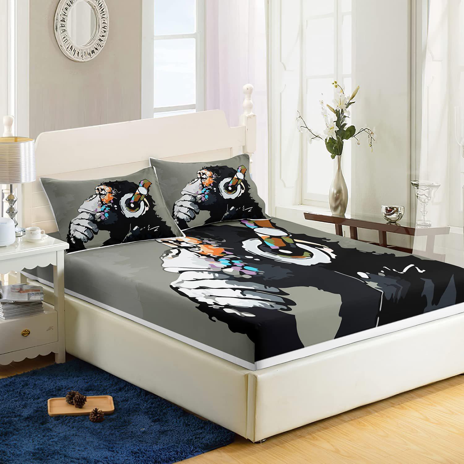 

Animal Orangutan Pattern Mattress Three-Piece Digital Printing Mattress Bedding Set Adult Children 90 * 190 * 30cm (3pcs set)