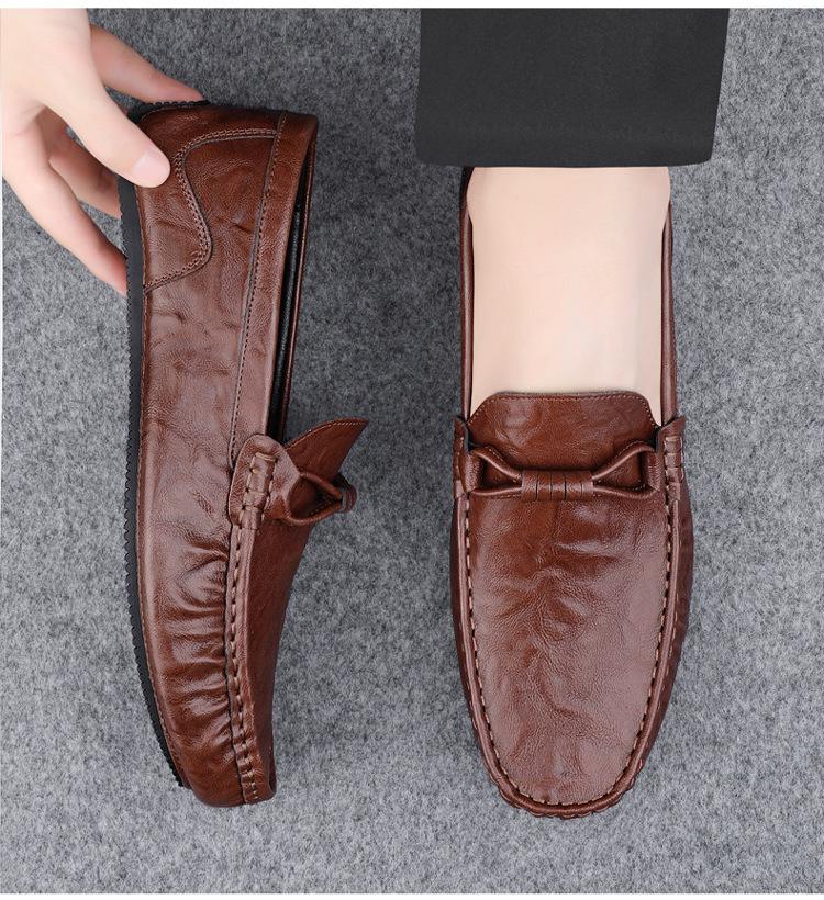 

Leather Men Shoes Luxury Trendy 2026 Casual Slip on Formal Loafers Men Moccasins Italian Black Male Driving Shoes Sneakers 38 коричневый