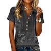 Modny i casualowy damski letni top z dekoltem V, patchworkowy, z krótkim rękawem, w stylu retro z nadrukiem