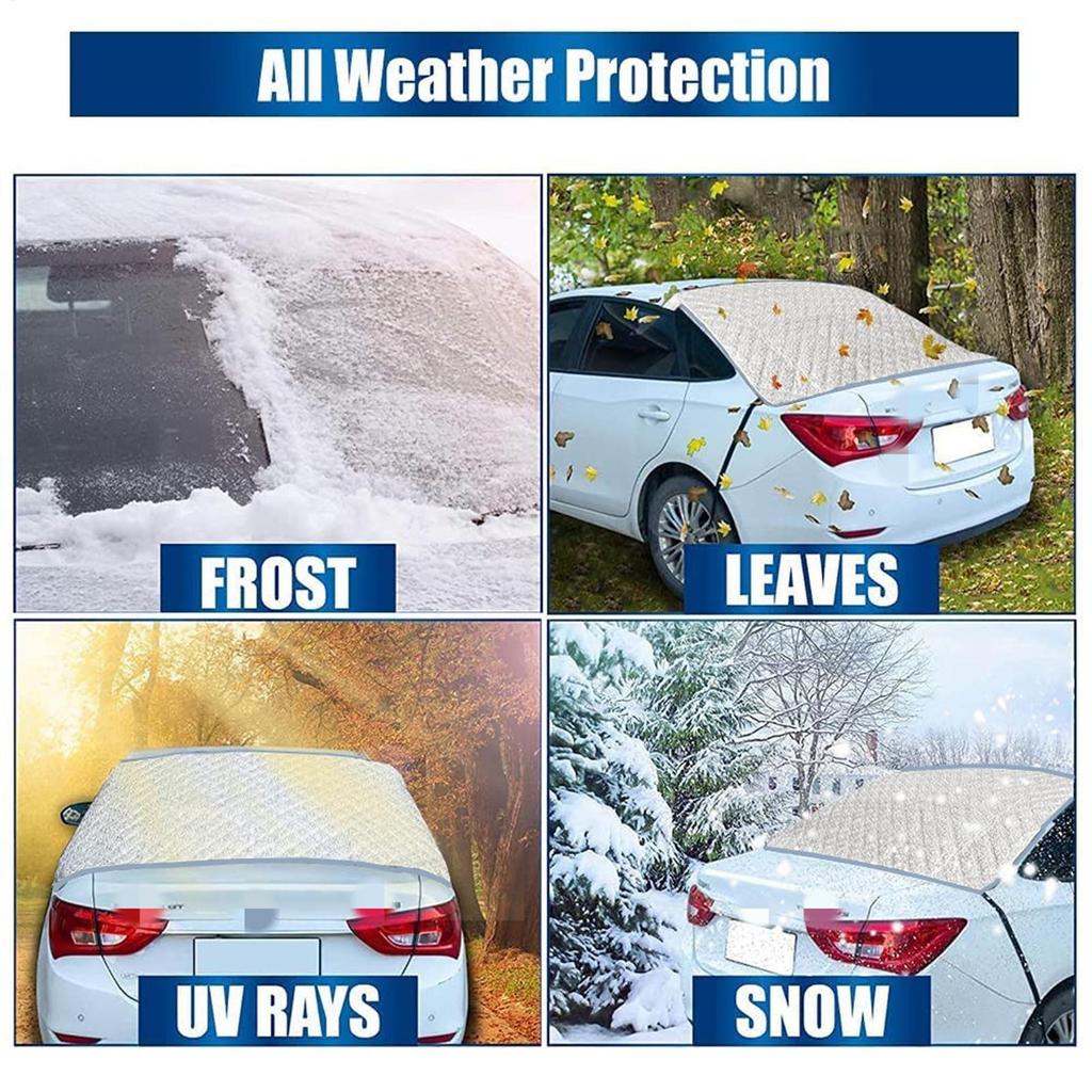 Rear Windshield Snow Cover 2-Layered Automotive Windshield Snow Covers Luminous Aluminum Foil Snow Cover With Hook And Invisible