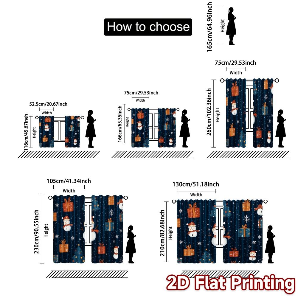 2pcs,Curtains Cute Snowman Christmas Gift (3) Popular Light Filtering Curtains Prints Light Filtering Curtains Decorations
