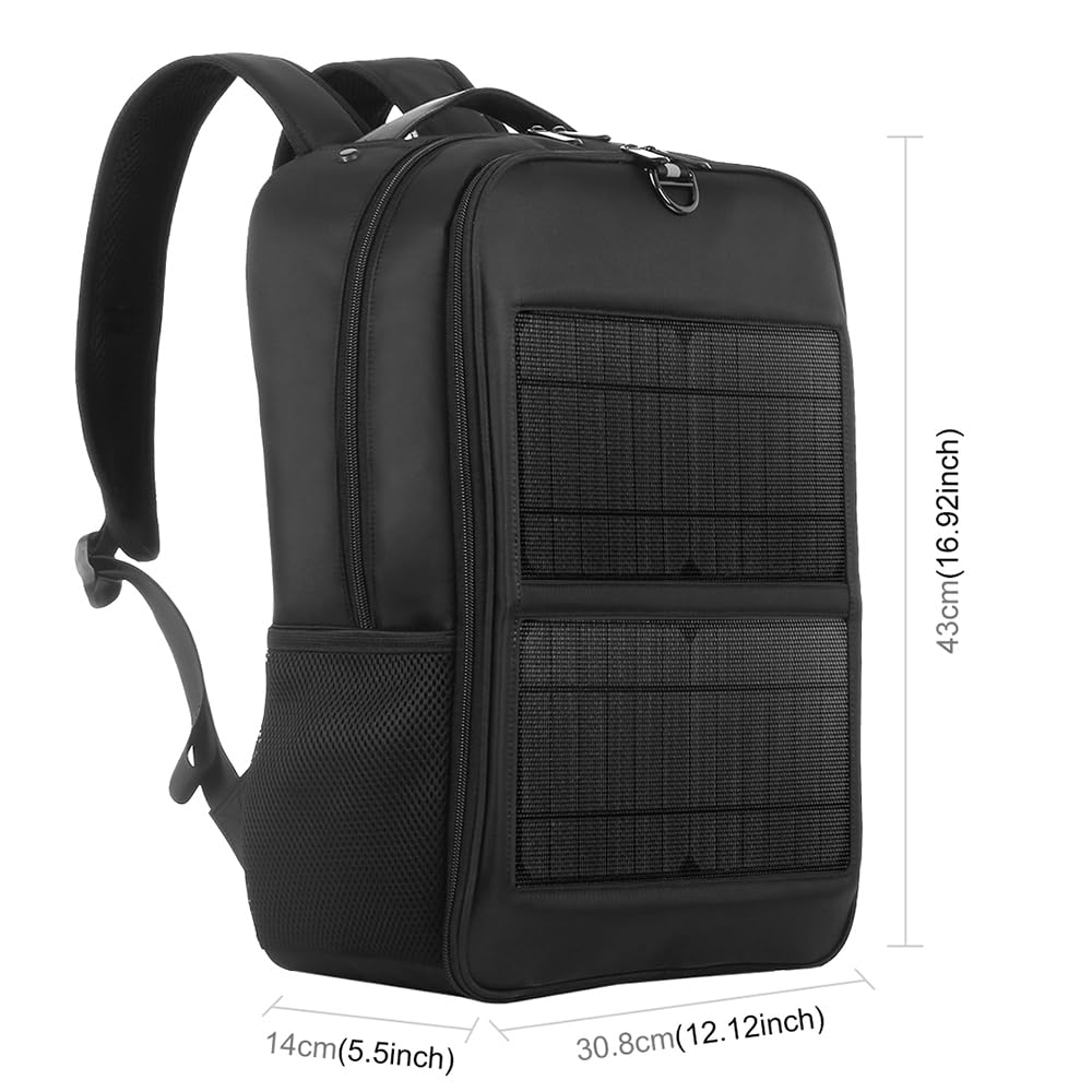 14W Solar Panel Powered Solar Charging Rucksack with Dual USB Waterproof Nylon Outdoor Large Capacity Travel Bag for Hiking and Mountaineering